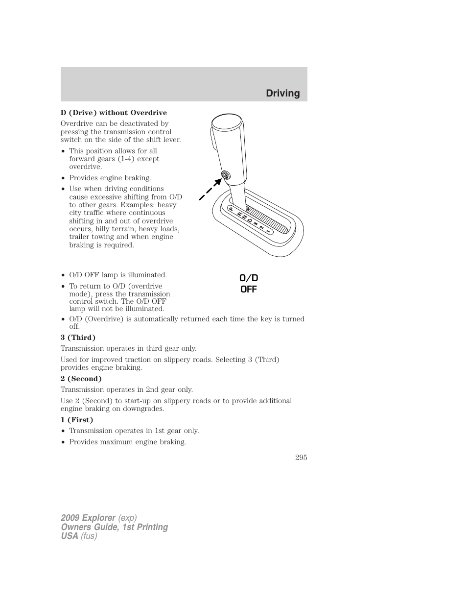 Driving | FORD 2009 Explorer v.1 User Manual | Page 295 / 407