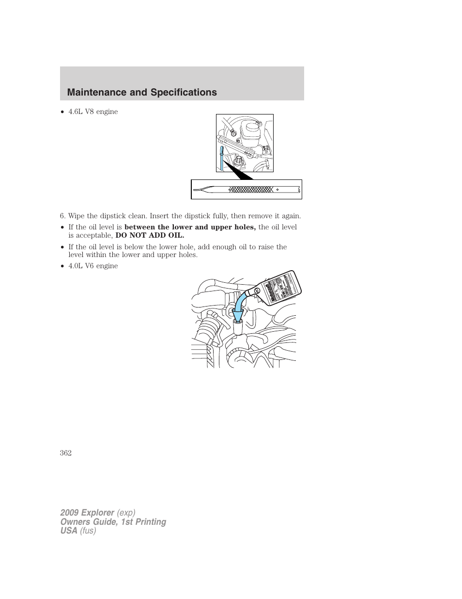 Maintenance and specifications | FORD 2009 Explorer v.1 User Manual | Page 362 / 407