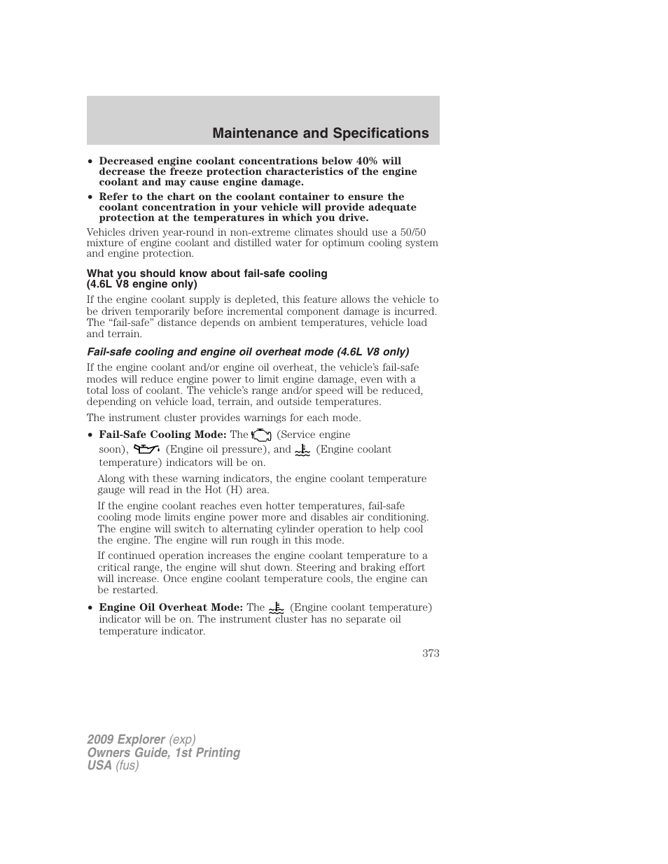 Maintenance and specifications | FORD 2009 Explorer v.1 User Manual | Page 373 / 407