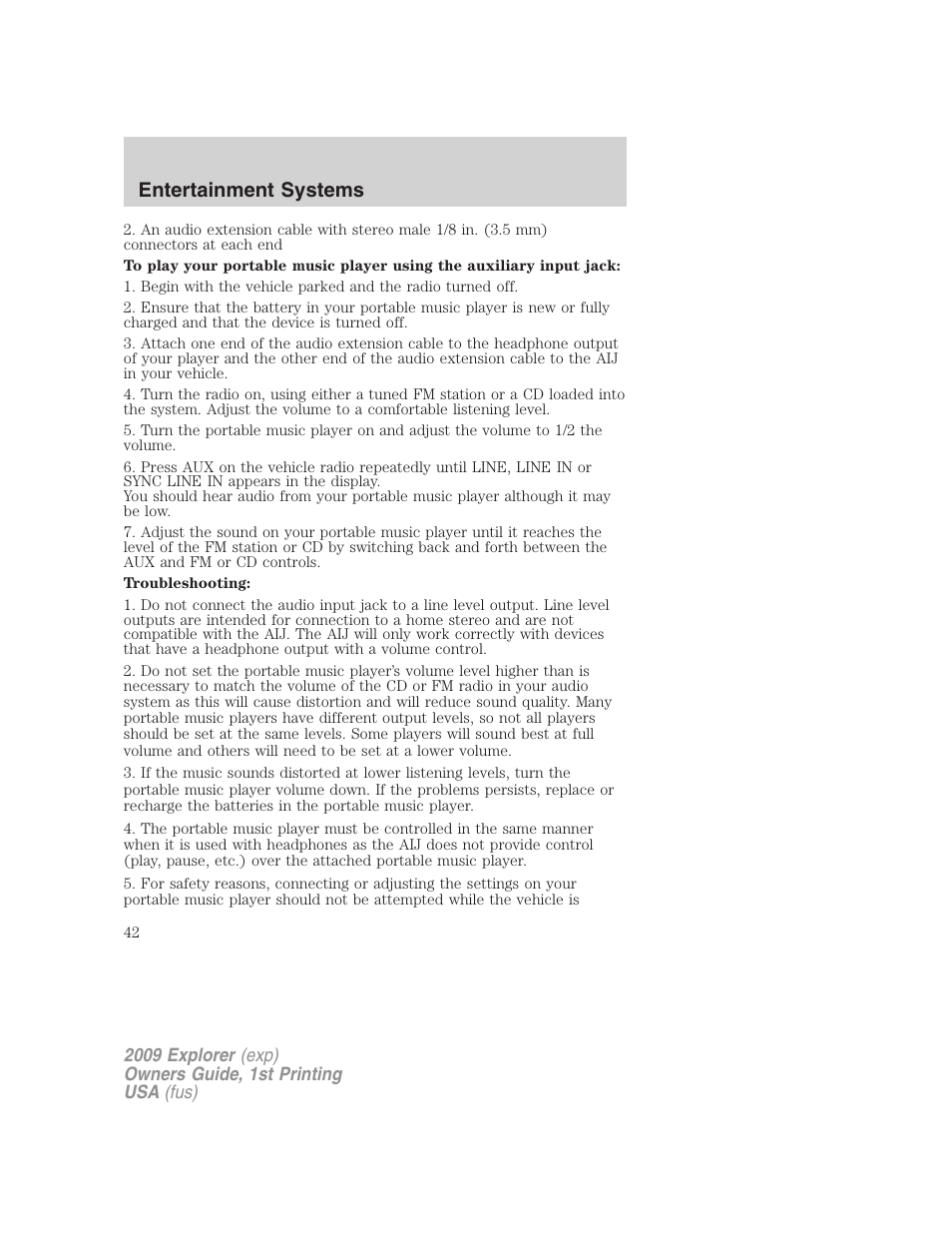 Entertainment systems | FORD 2009 Explorer v.1 User Manual | Page 42 / 407