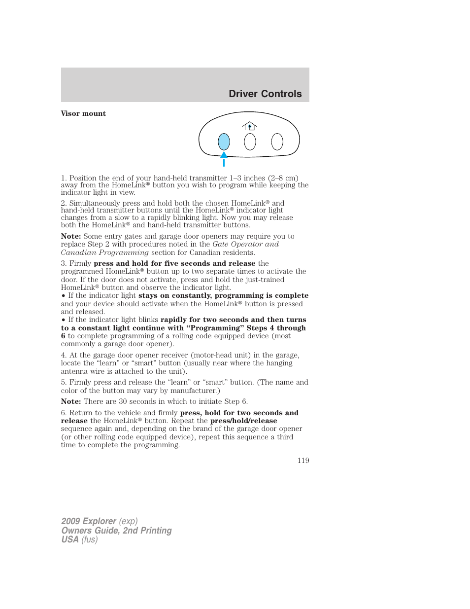 Driver controls | FORD 2009 Explorer v.2 User Manual | Page 119 / 401