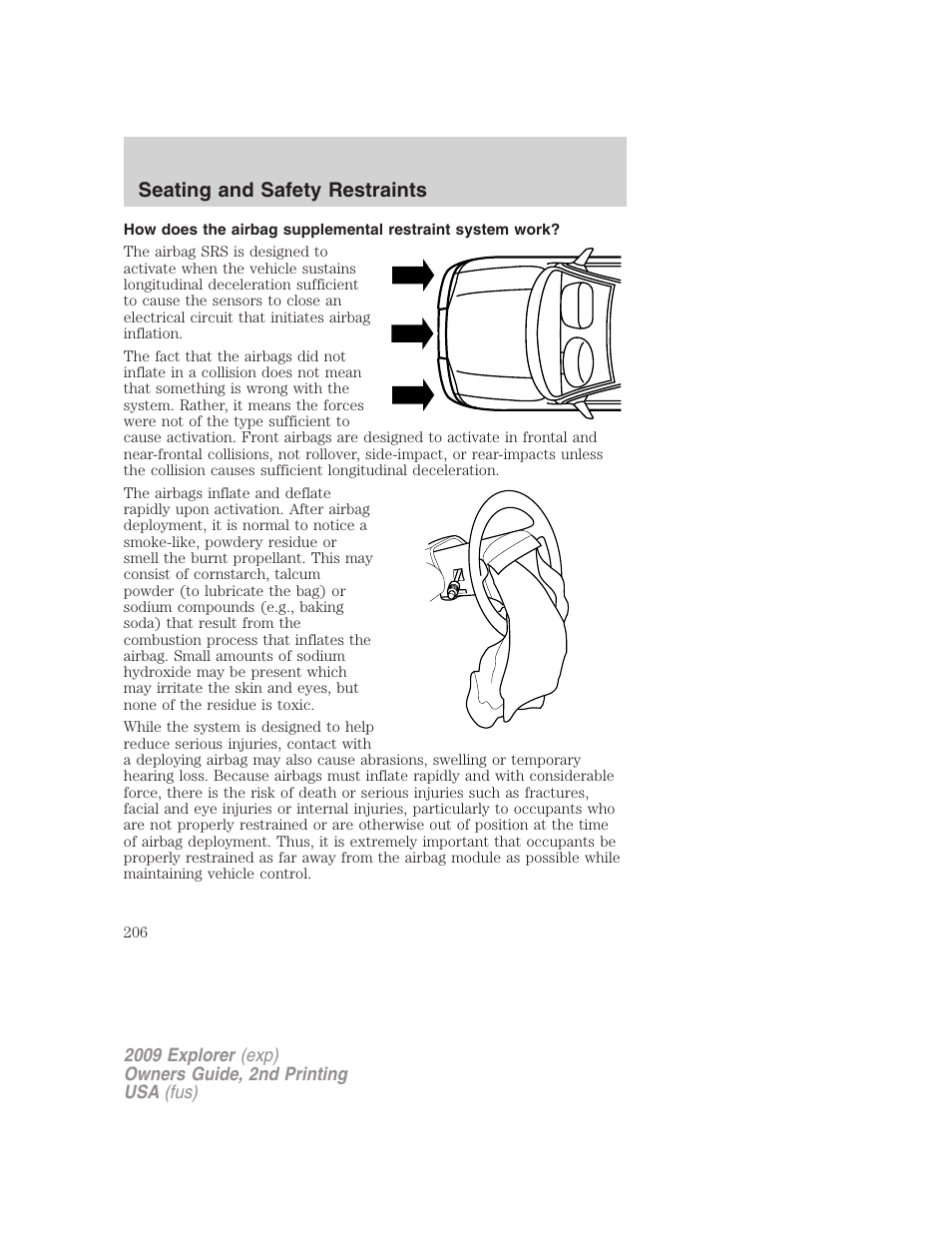 Seating and safety restraints | FORD 2009 Explorer v.2 User Manual | Page 206 / 401