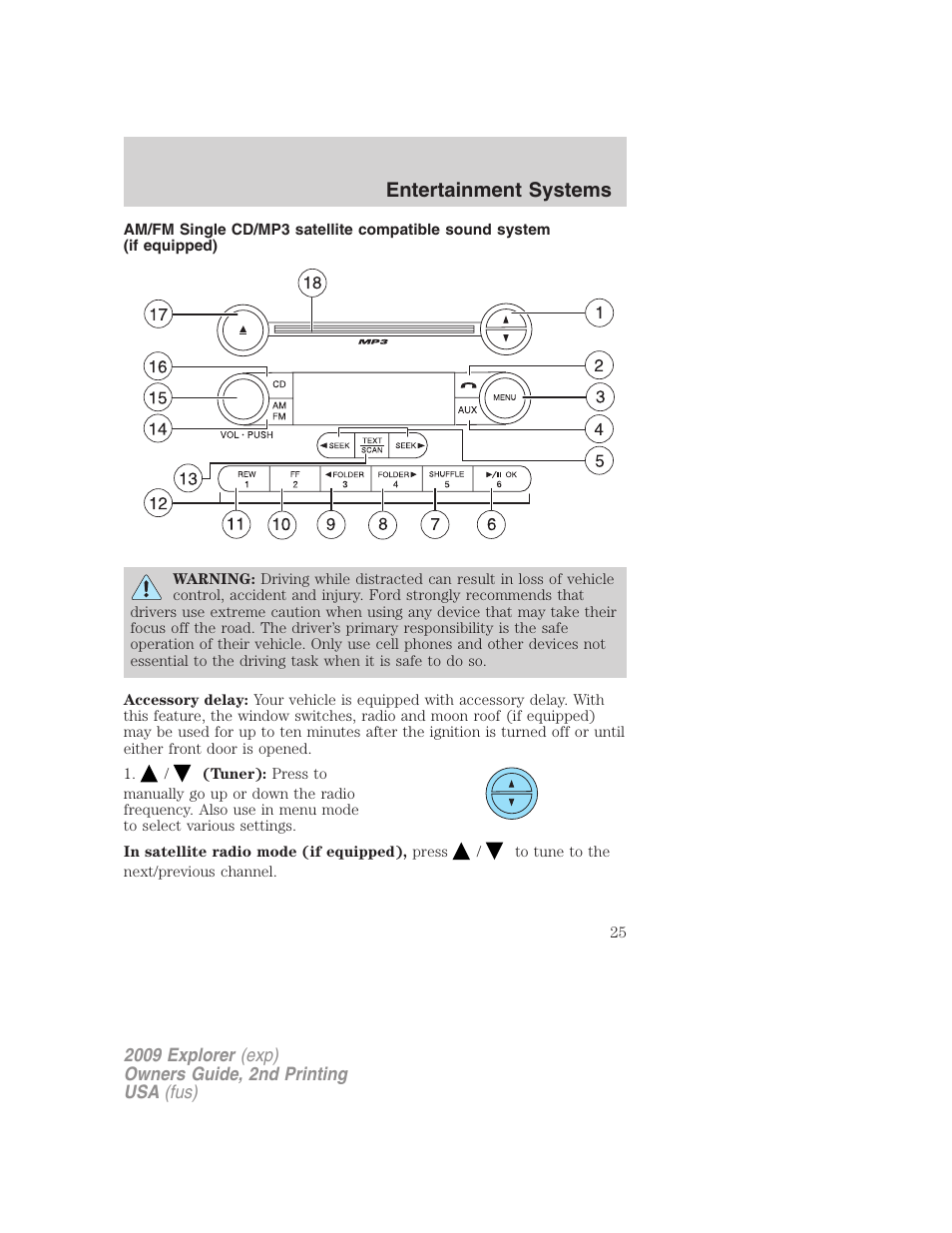Am/fm stereo with cd, Entertainment systems | FORD 2009 Explorer v.2 User Manual | Page 25 / 401