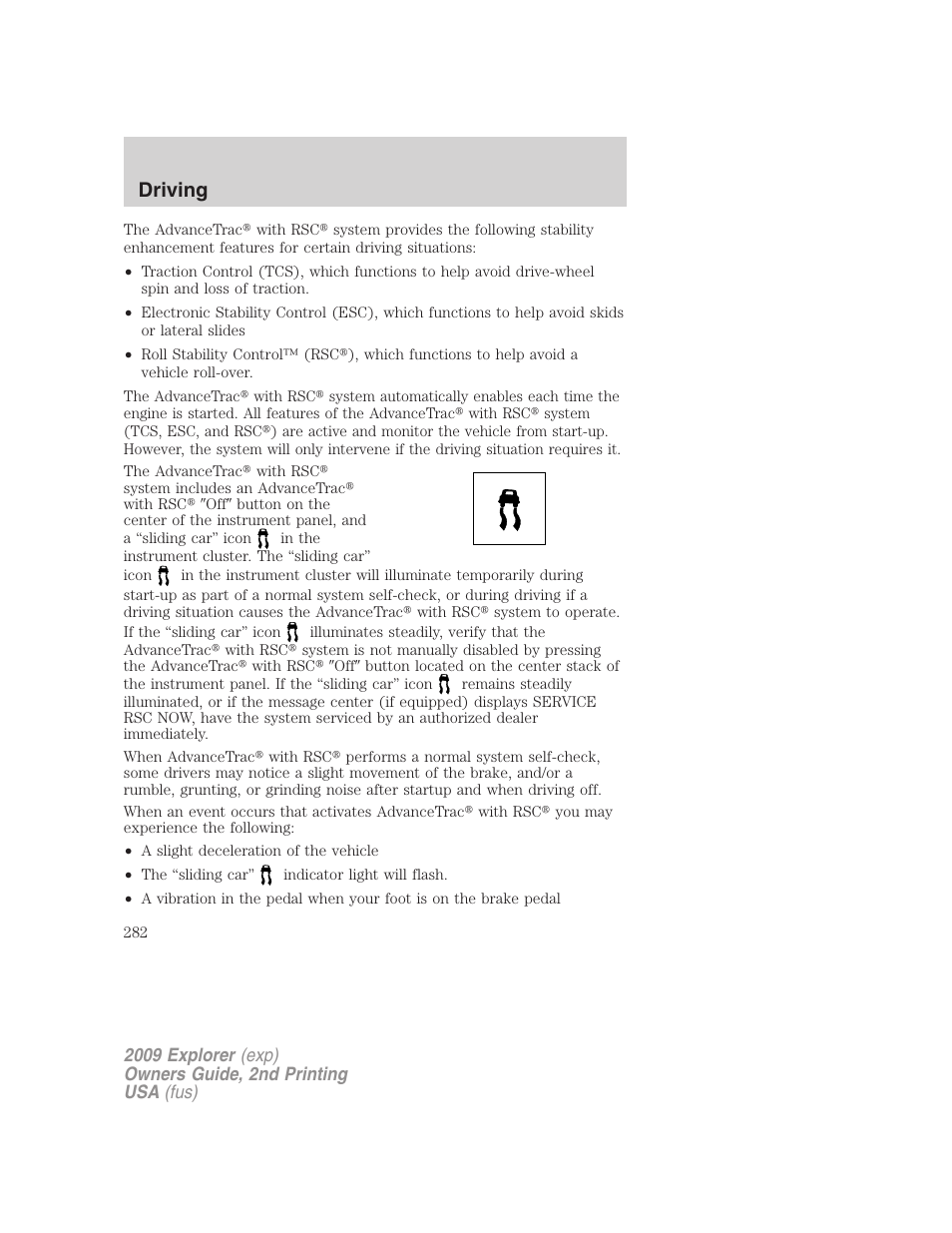 Driving | FORD 2009 Explorer v.2 User Manual | Page 282 / 401