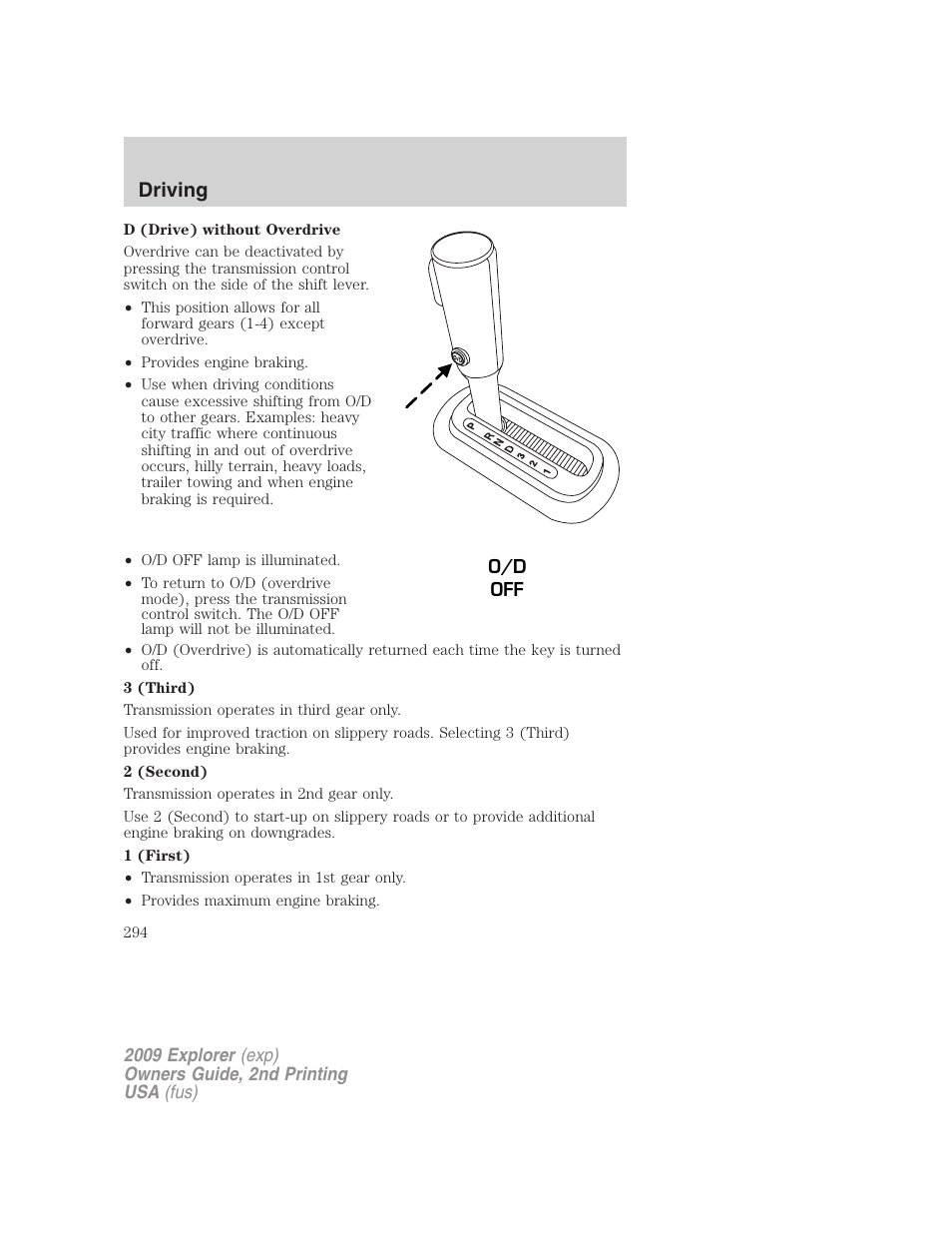 Driving | FORD 2009 Explorer v.2 User Manual | Page 294 / 401