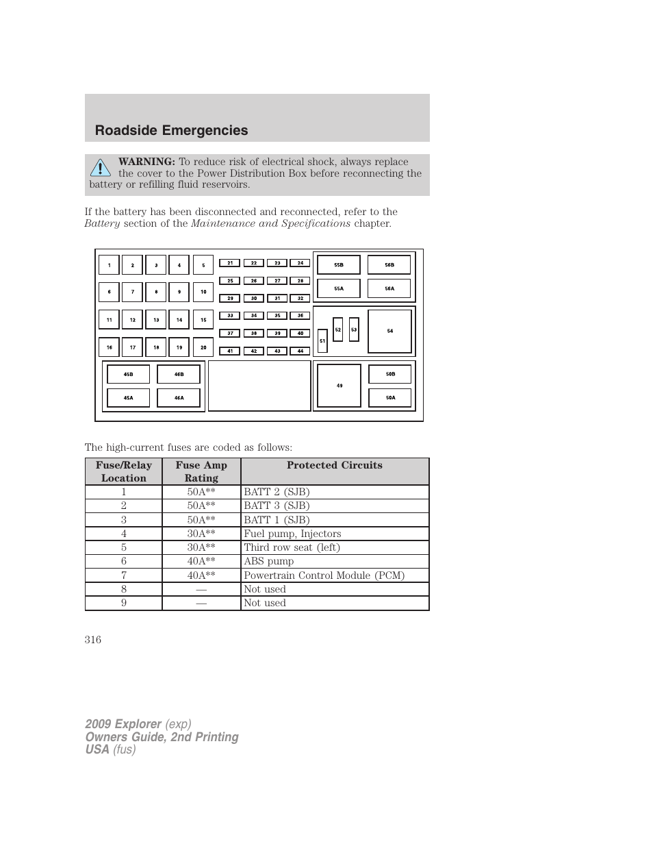 Roadside emergencies | FORD 2009 Explorer v.2 User Manual | Page 316 / 401