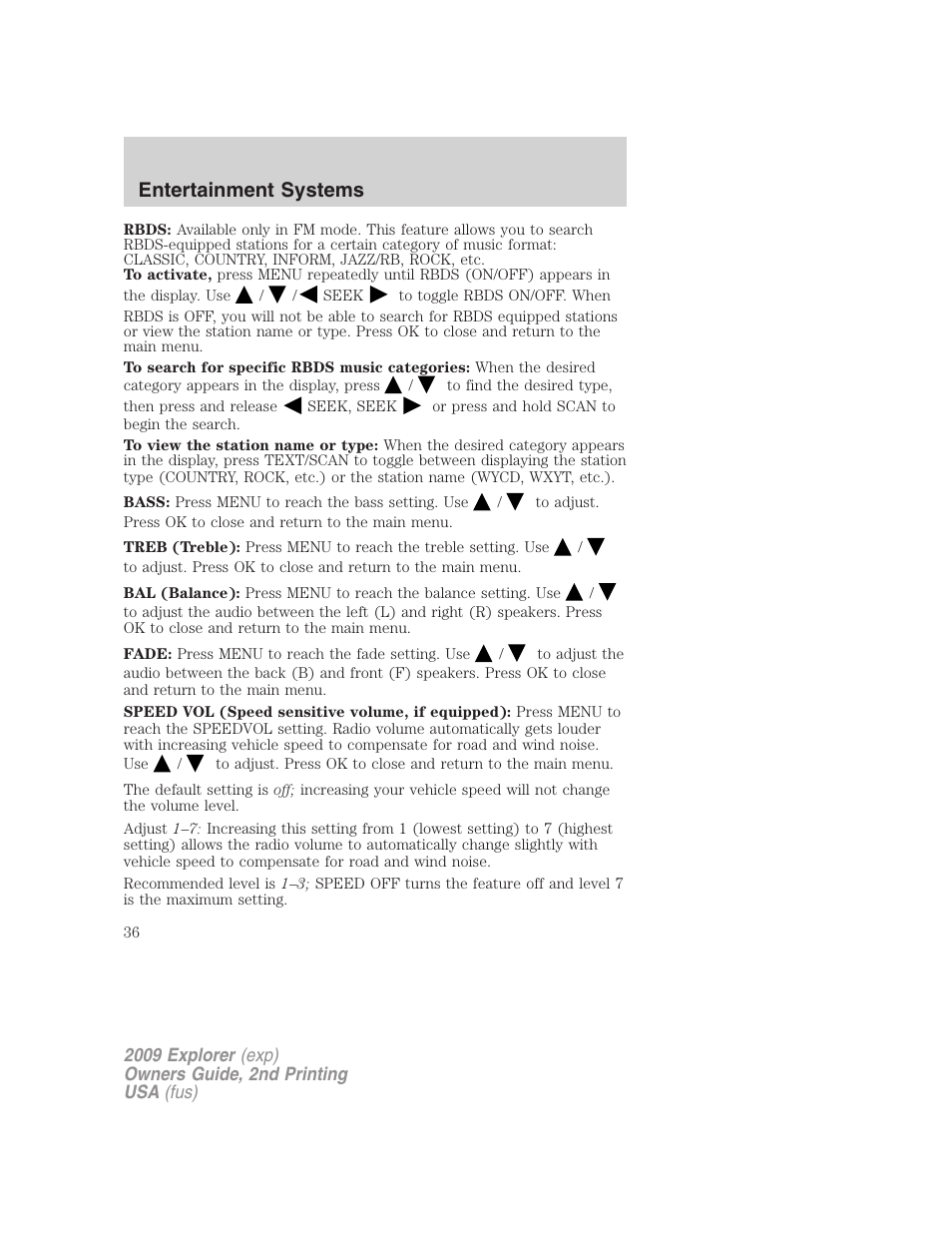 Entertainment systems | FORD 2009 Explorer v.2 User Manual | Page 36 / 401