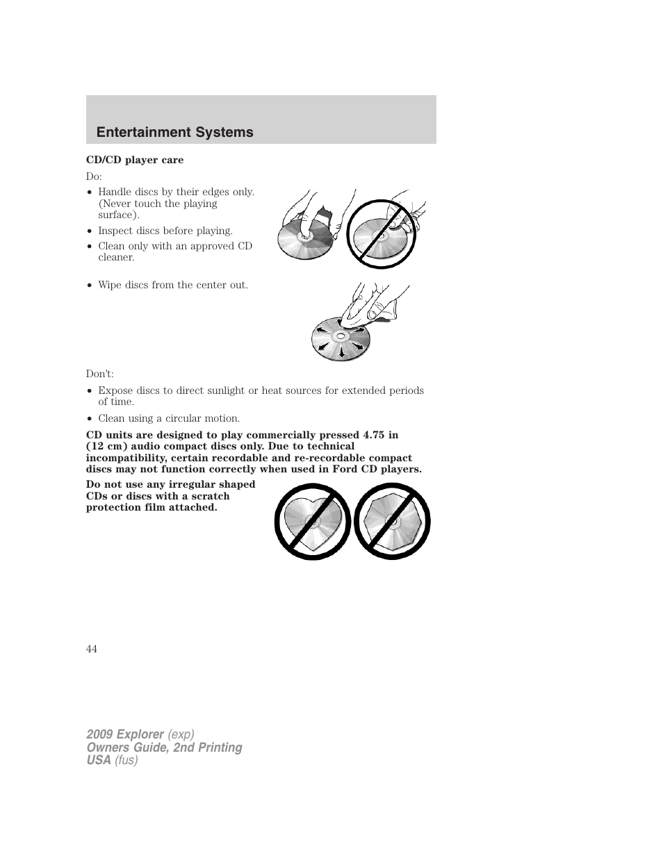 Entertainment systems | FORD 2009 Explorer v.2 User Manual | Page 44 / 401