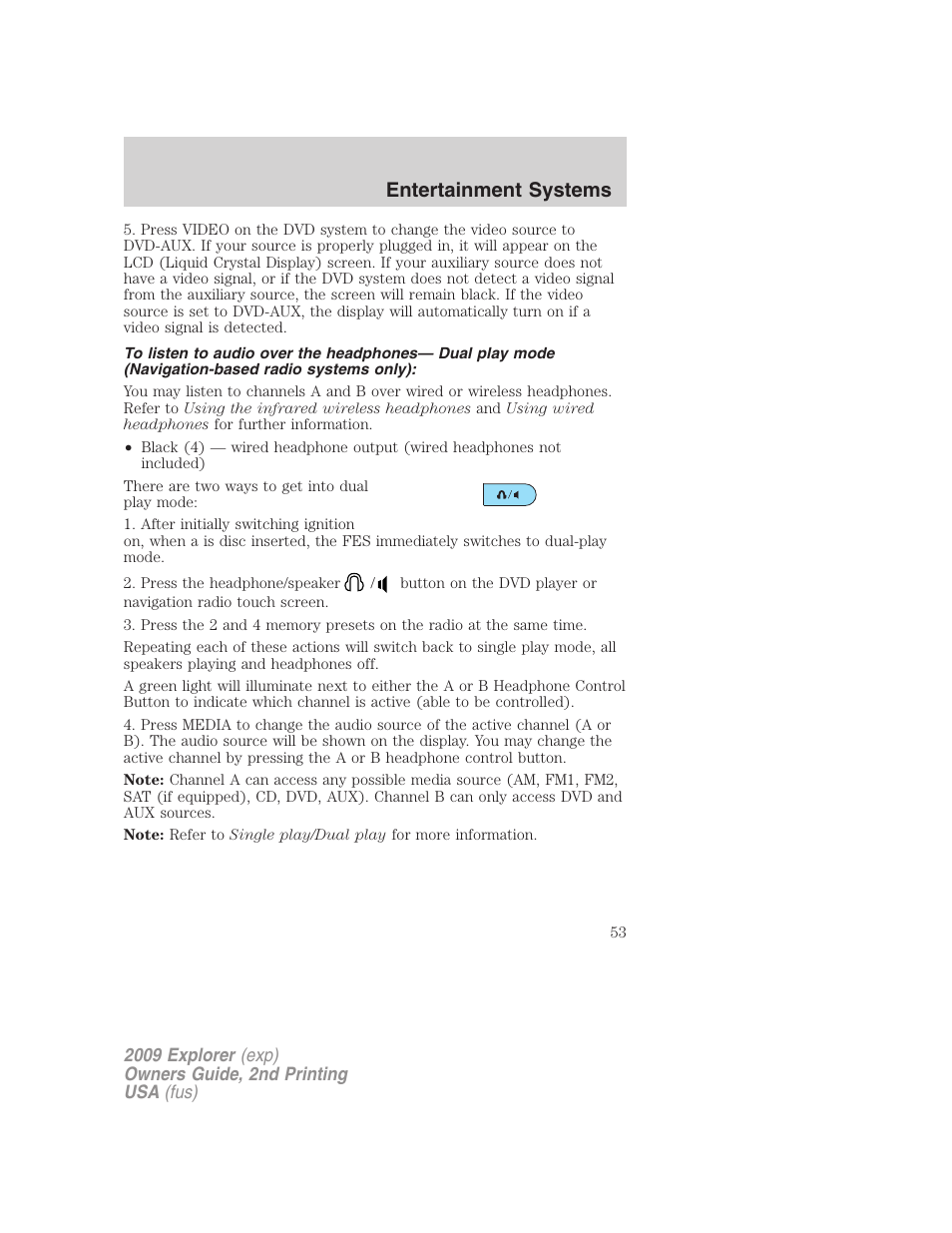 Entertainment systems | FORD 2009 Explorer v.2 User Manual | Page 53 / 401