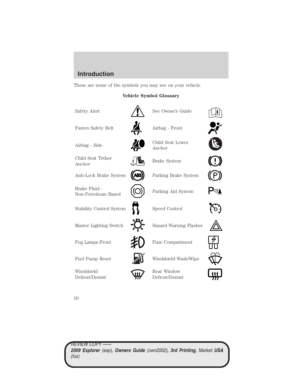 Introduction | FORD 2009 Explorer v.3 User Manual | Page 10 / 405