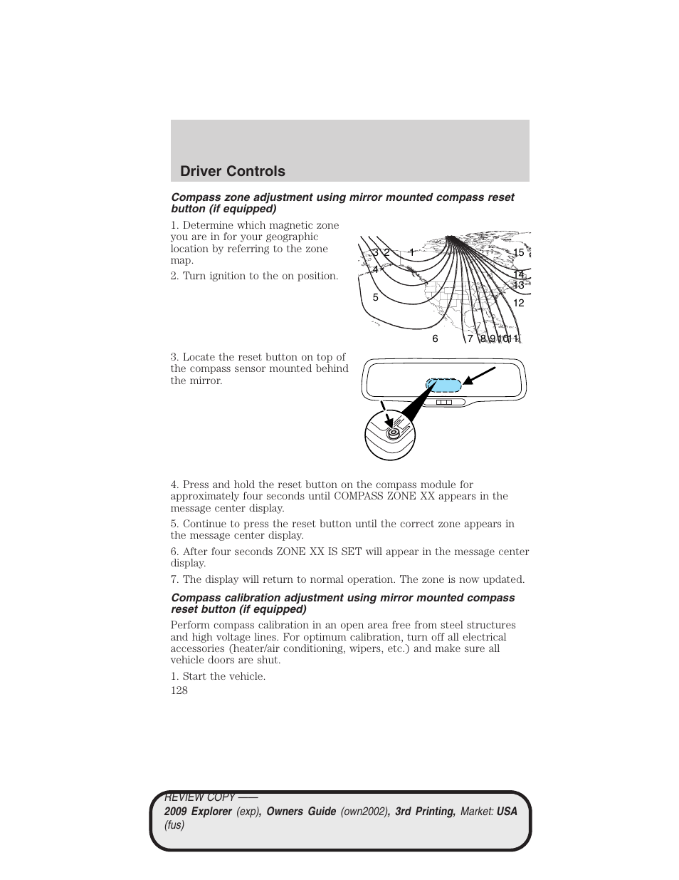 Driver controls | FORD 2009 Explorer v.3 User Manual | Page 128 / 405