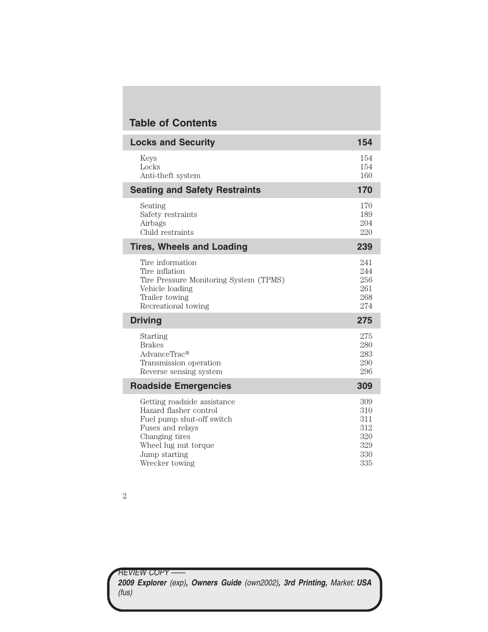 FORD 2009 Explorer v.3 User Manual | Page 2 / 405