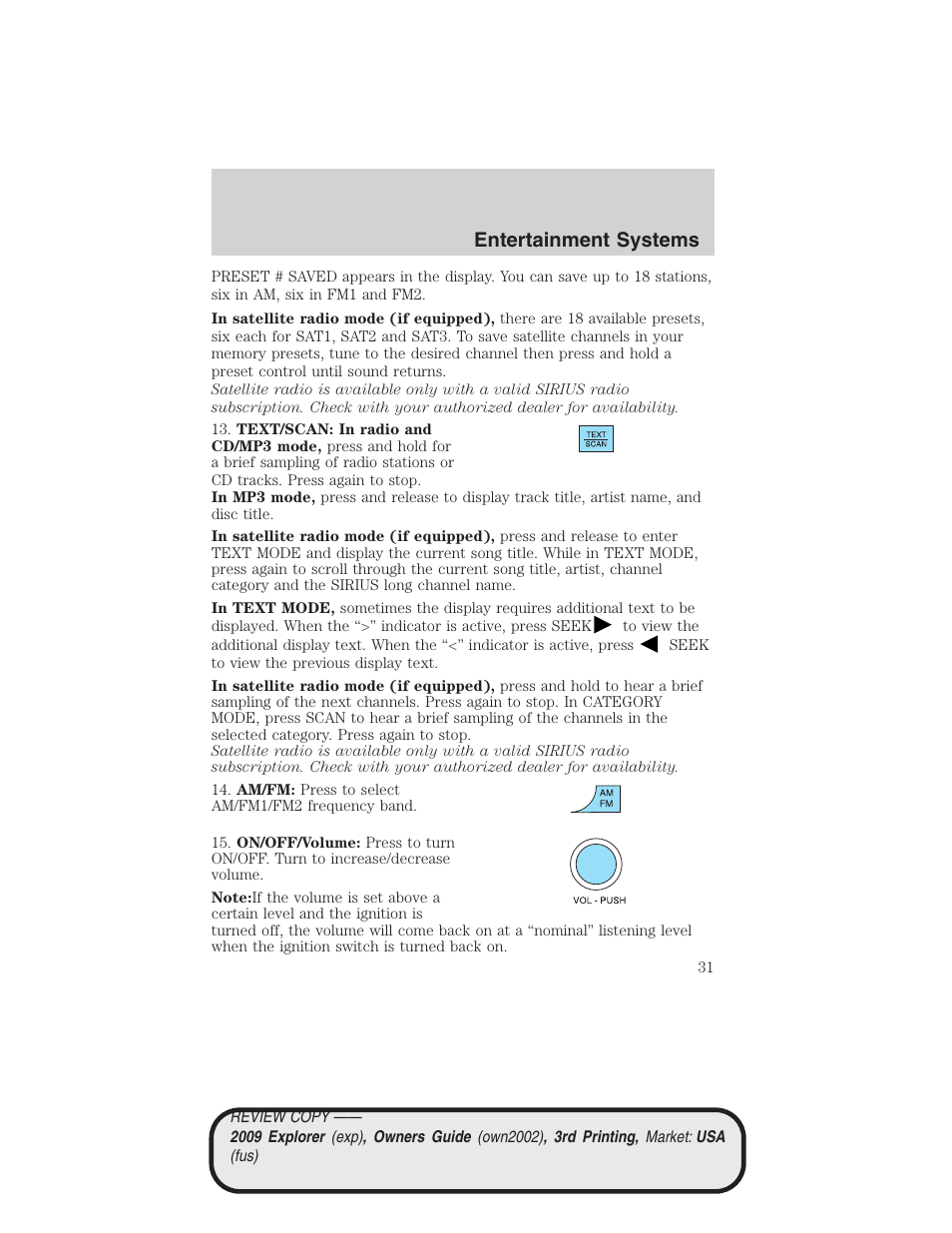 Entertainment systems | FORD 2009 Explorer v.3 User Manual | Page 31 / 405