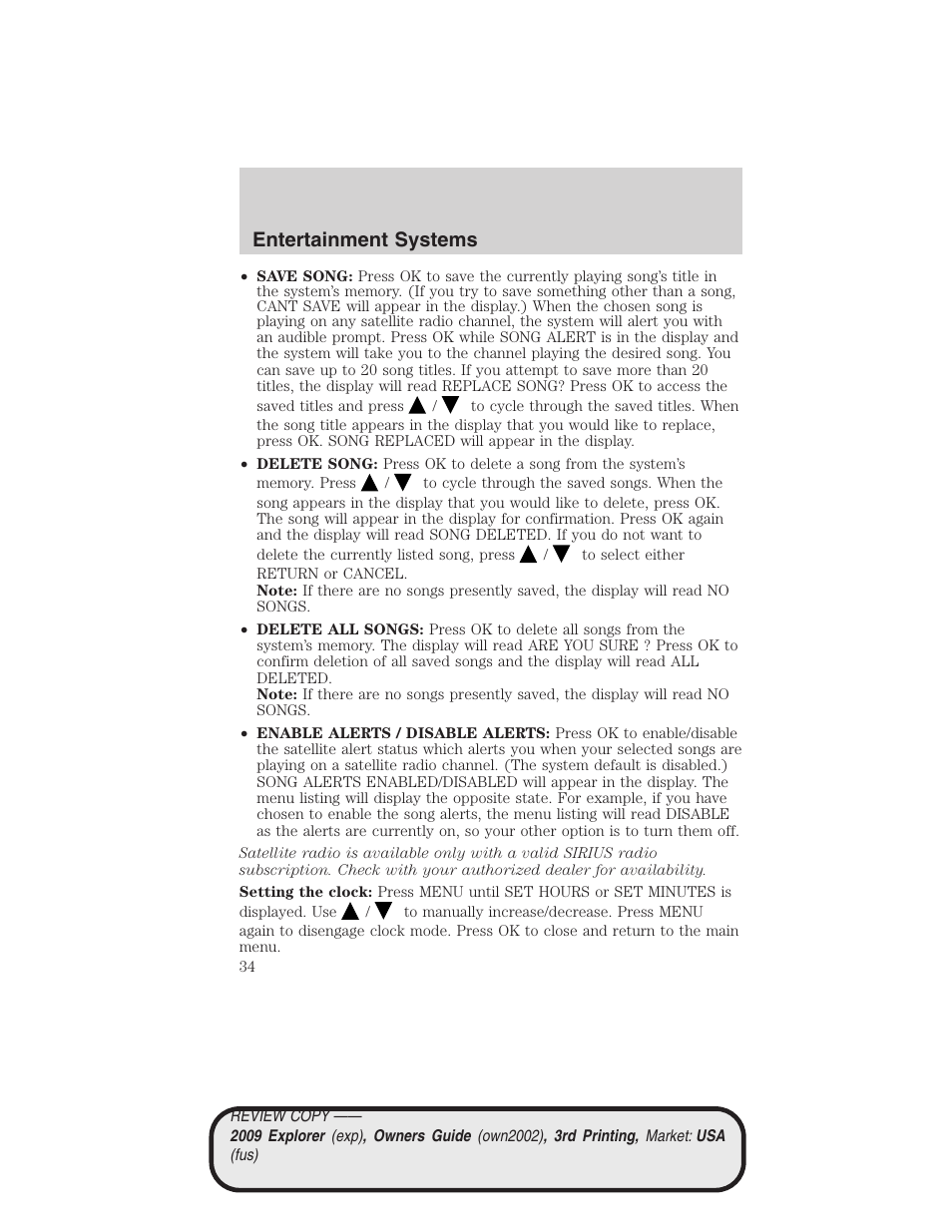 Entertainment systems | FORD 2009 Explorer v.3 User Manual | Page 34 / 405