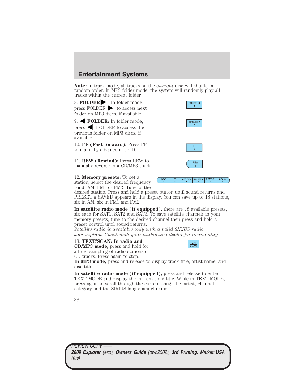 Entertainment systems | FORD 2009 Explorer v.3 User Manual | Page 38 / 405