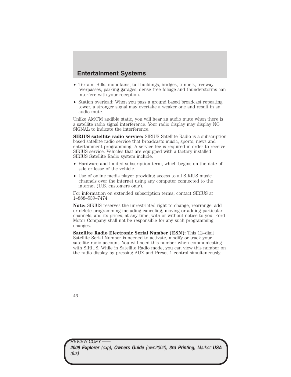 Entertainment systems | FORD 2009 Explorer v.3 User Manual | Page 46 / 405