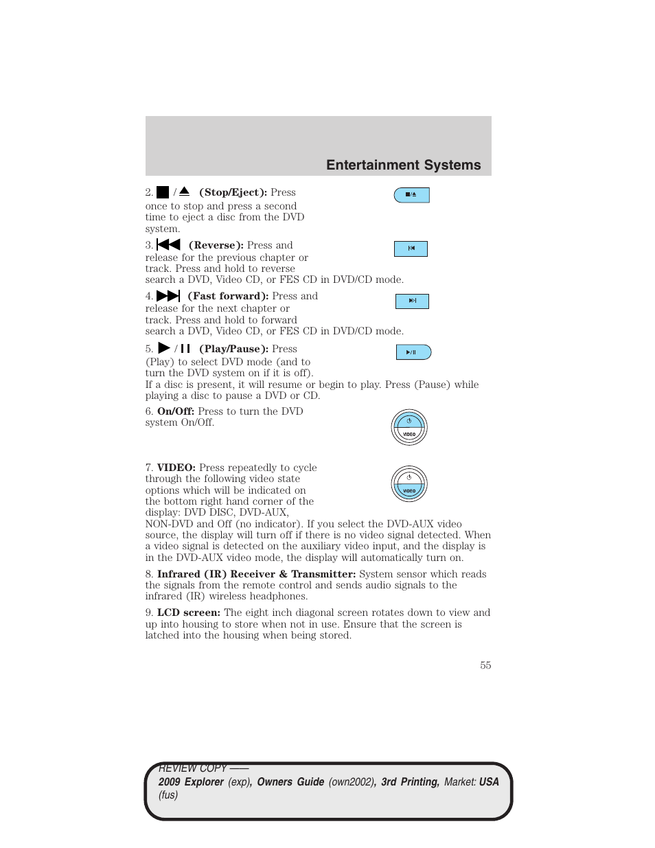 Entertainment systems | FORD 2009 Explorer v.3 User Manual | Page 55 / 405