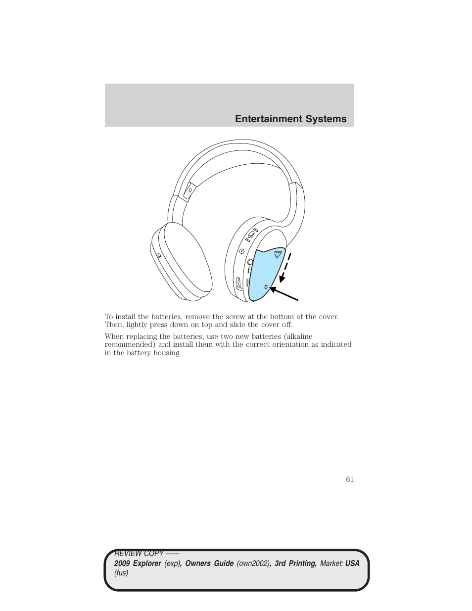 Entertainment systems | FORD 2009 Explorer v.3 User Manual | Page 61 / 405