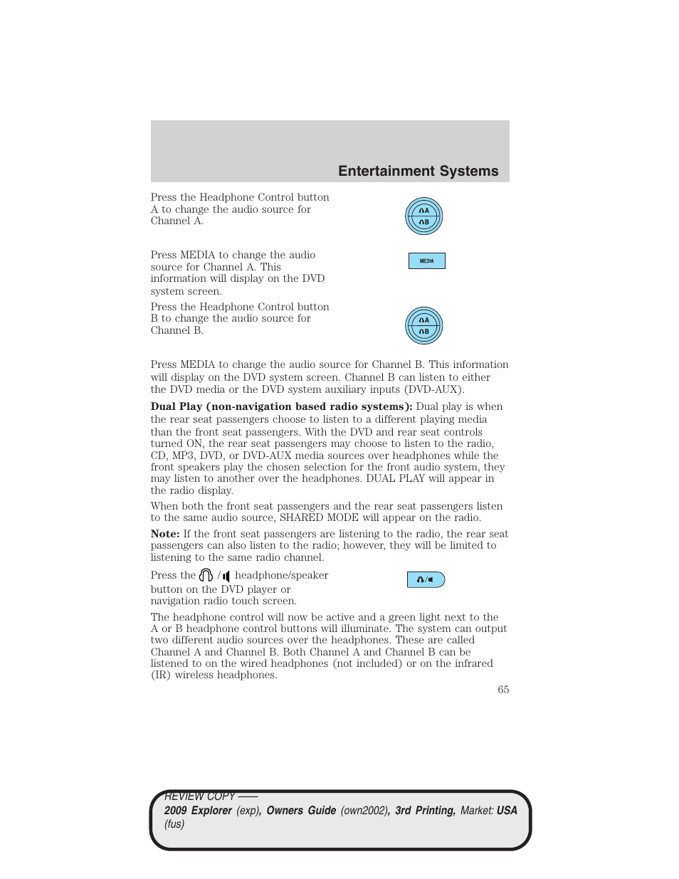 Entertainment systems | FORD 2009 Explorer v.3 User Manual | Page 65 / 405