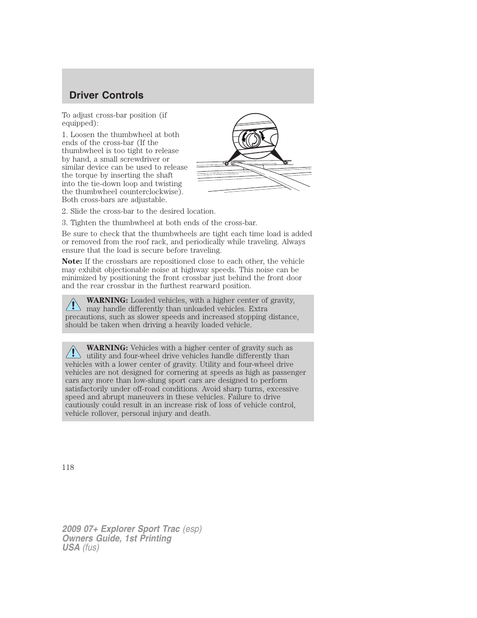 Driver controls | FORD 2009 Explorer Sport Trac v.1 User Manual | Page 118 / 356