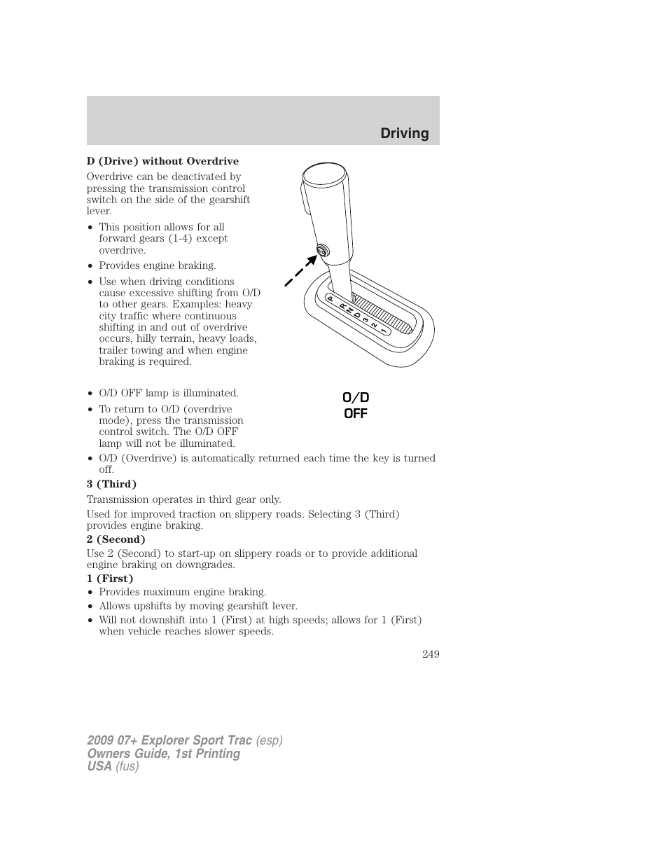 Driving | FORD 2009 Explorer Sport Trac v.1 User Manual | Page 249 / 356