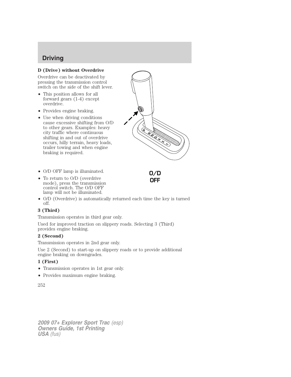 Driving | FORD 2009 Explorer Sport Trac v.1 User Manual | Page 252 / 356