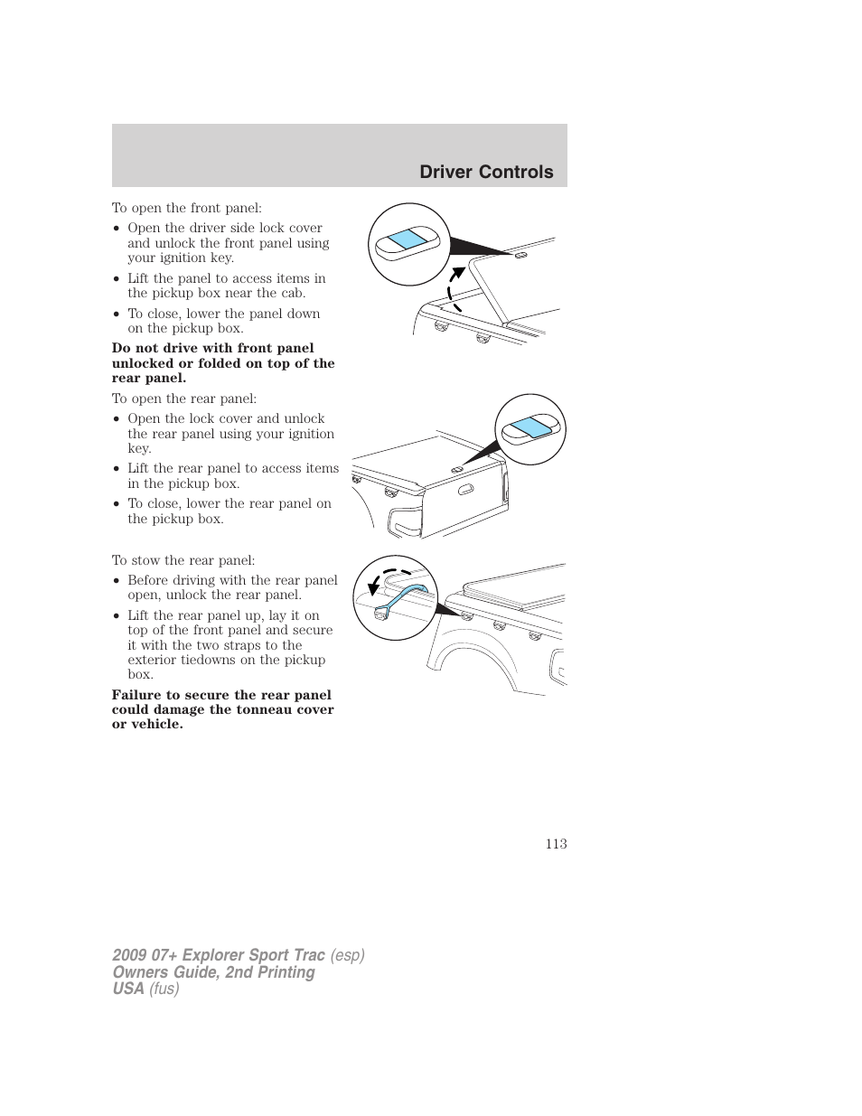 Driver controls | FORD 2009 Explorer Sport Trac v.2 User Manual | Page 113 / 351