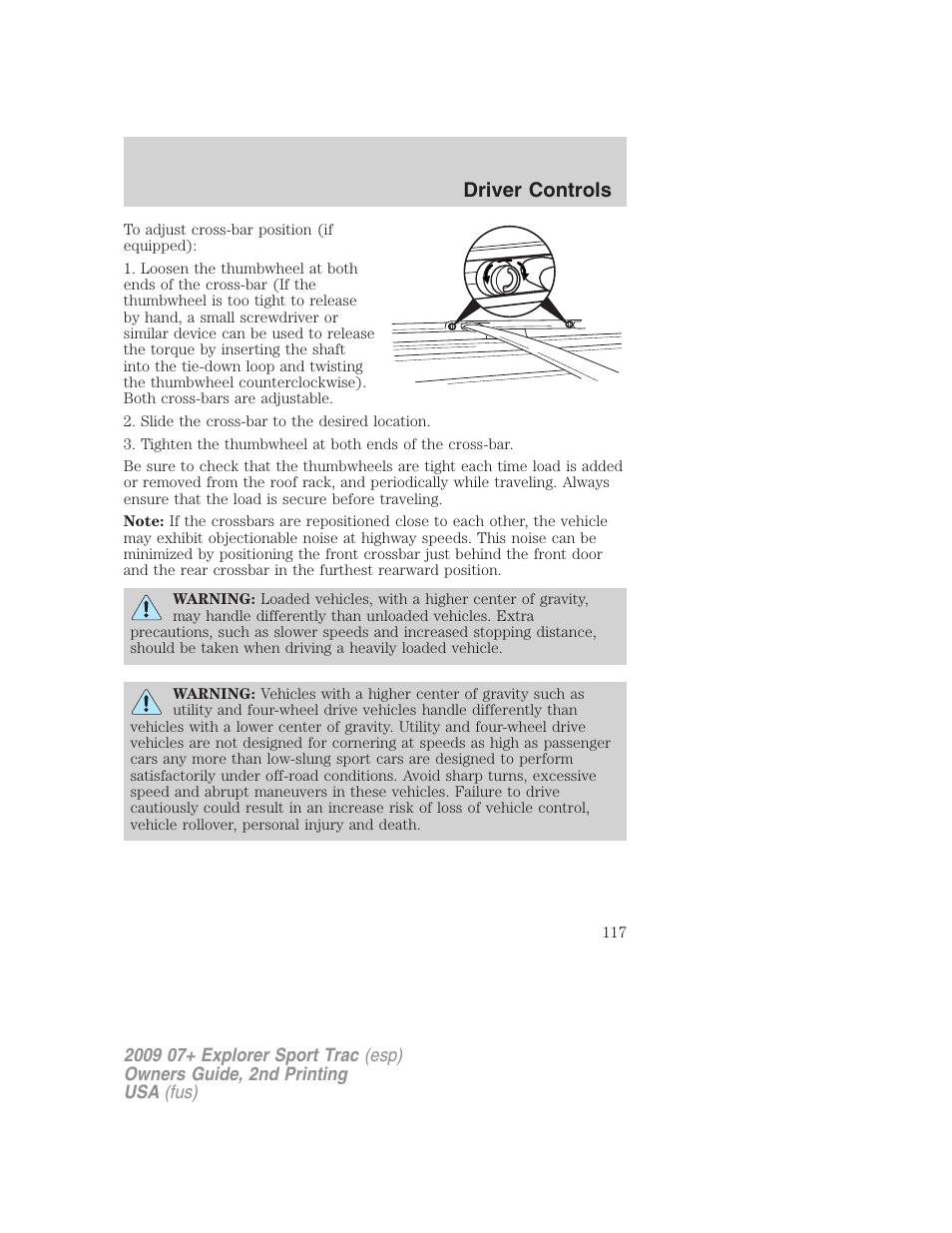 Driver controls | FORD 2009 Explorer Sport Trac v.2 User Manual | Page 117 / 351