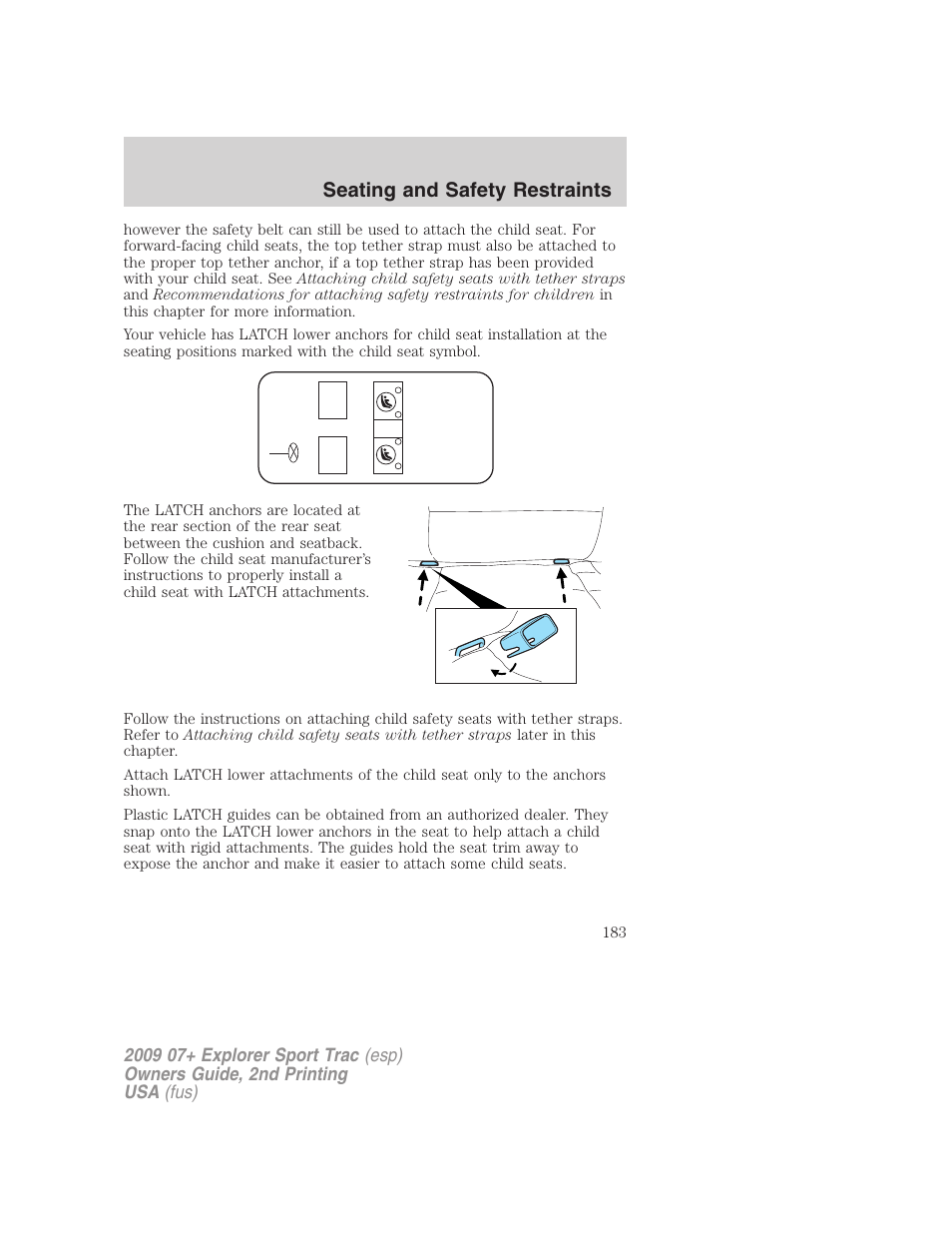 Seating and safety restraints | FORD 2009 Explorer Sport Trac v.2 User Manual | Page 183 / 351