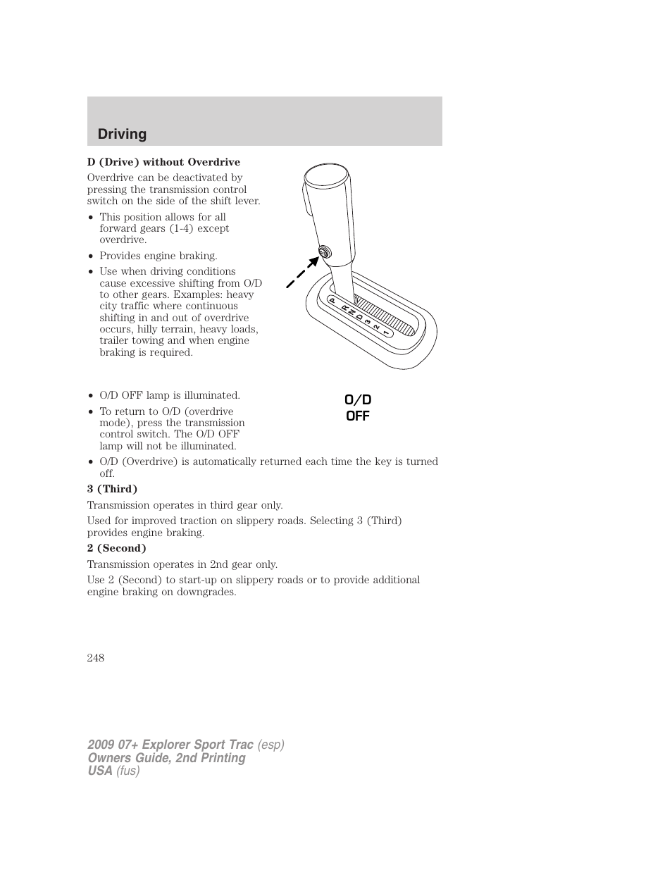 Driving | FORD 2009 Explorer Sport Trac v.2 User Manual | Page 248 / 351