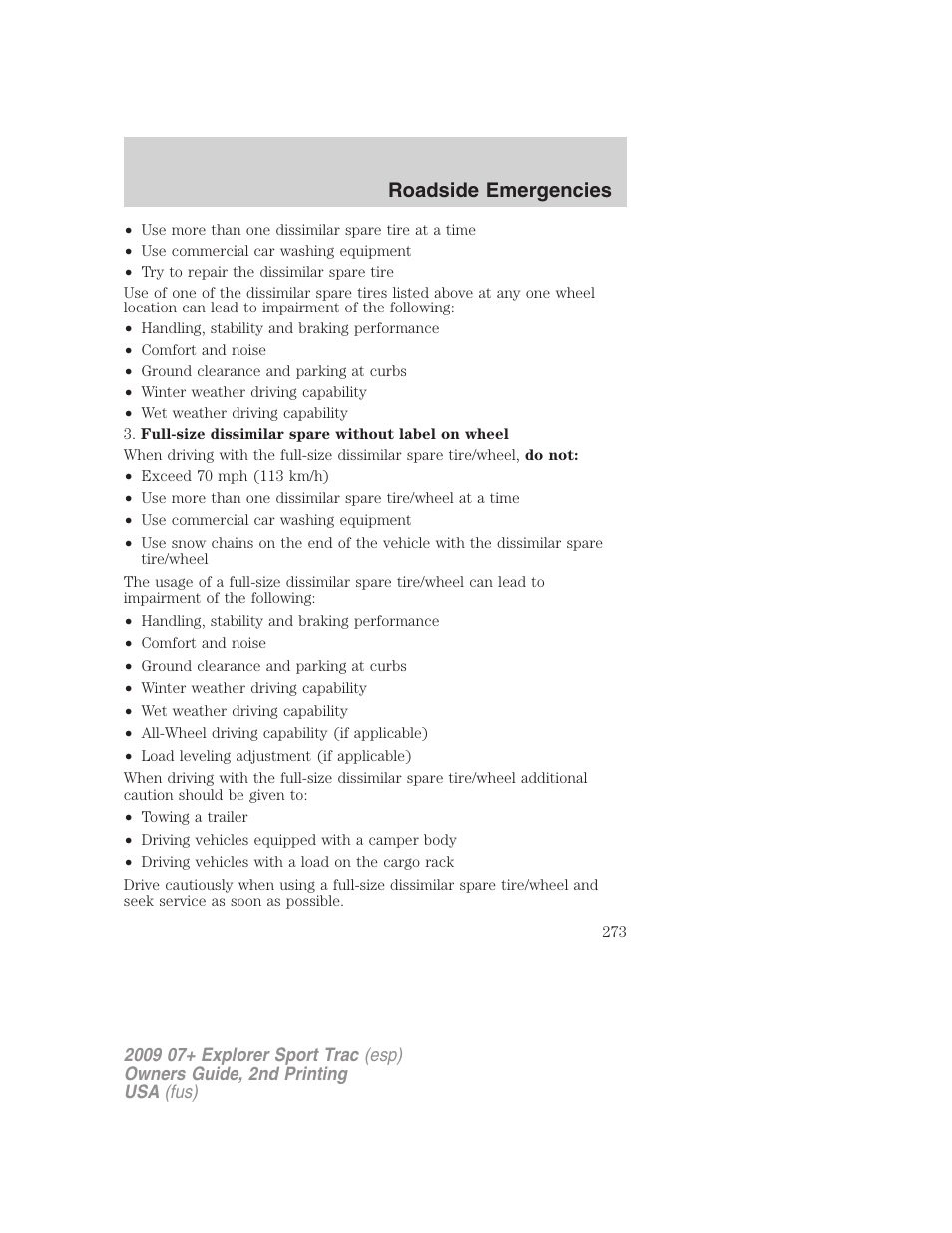 Roadside emergencies | FORD 2009 Explorer Sport Trac v.2 User Manual | Page 273 / 351