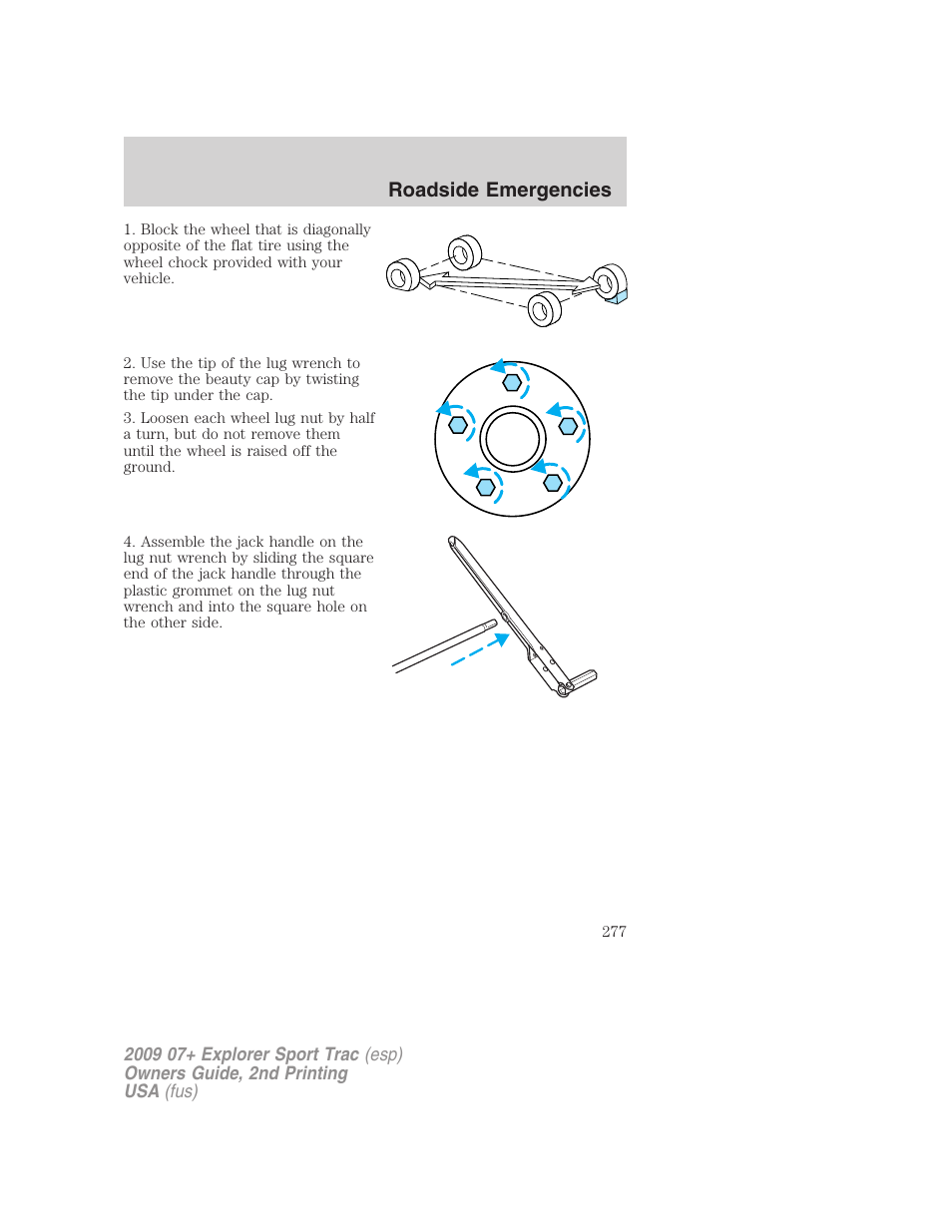 Roadside emergencies | FORD 2009 Explorer Sport Trac v.2 User Manual | Page 277 / 351