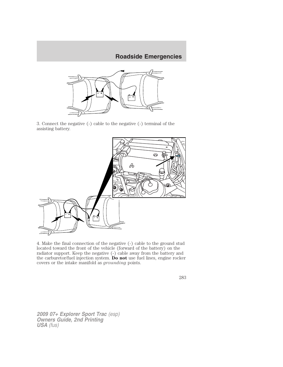 Roadside emergencies | FORD 2009 Explorer Sport Trac v.2 User Manual | Page 283 / 351