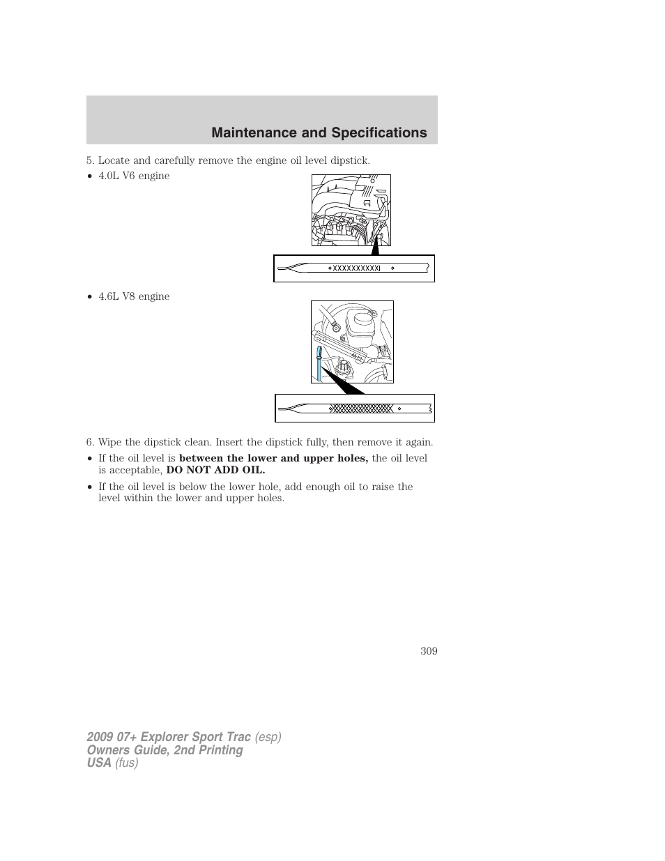 Maintenance and specifications | FORD 2009 Explorer Sport Trac v.2 User Manual | Page 309 / 351