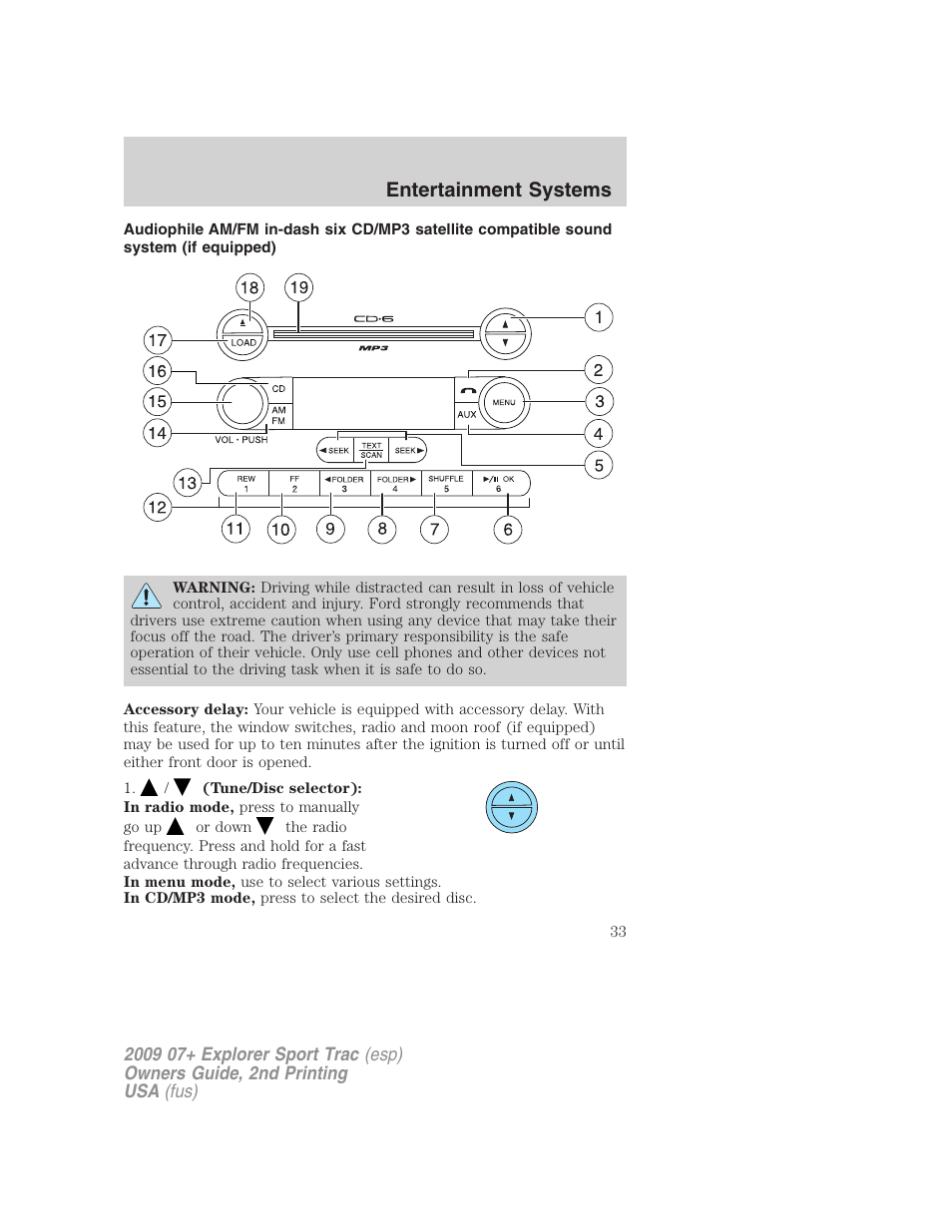 Am/fm stereo with in-dash six cd, Entertainment systems | FORD 2009 Explorer Sport Trac v.2 User Manual | Page 33 / 351
