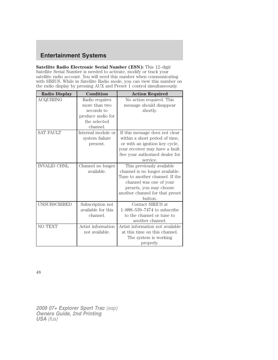 Entertainment systems | FORD 2009 Explorer Sport Trac v.2 User Manual | Page 48 / 351