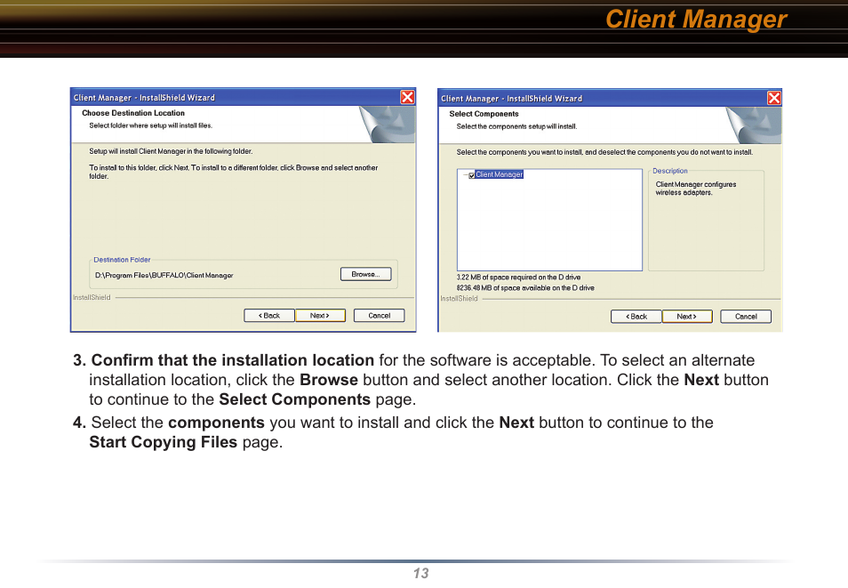 Client manager | Buffalo Technology Buffalo AirStation WLI-USB-KB11 User Manual | Page 13 / 45