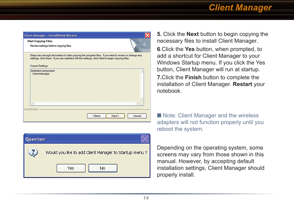 Client manager | Buffalo Technology Buffalo AirStation WLI-USB-KB11 User Manual | Page 14 / 45