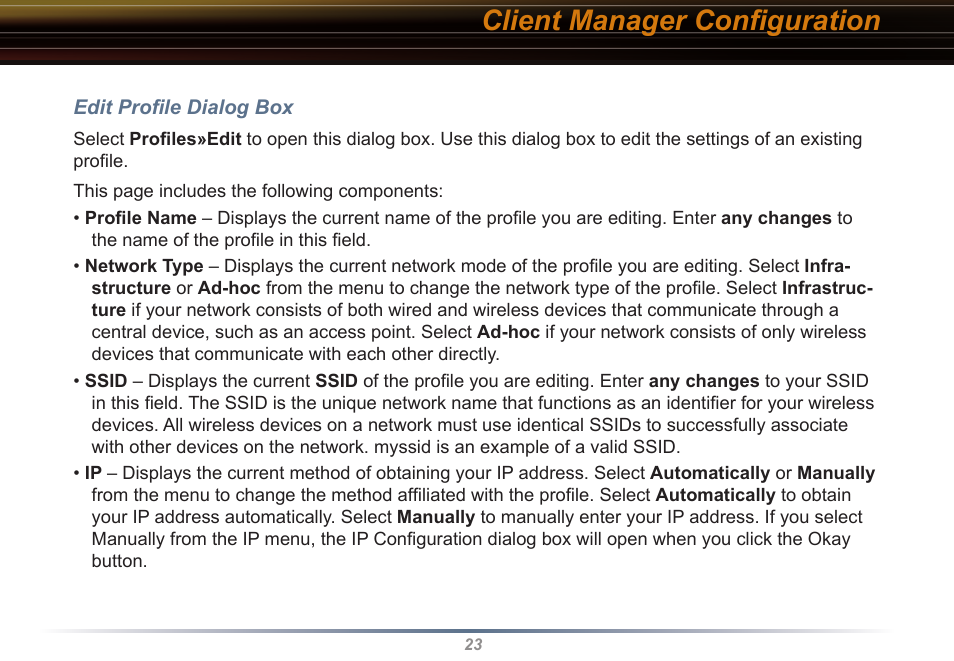 Client manager conﬁguration | Buffalo Technology Buffalo AirStation WLI-USB-KB11 User Manual | Page 23 / 45