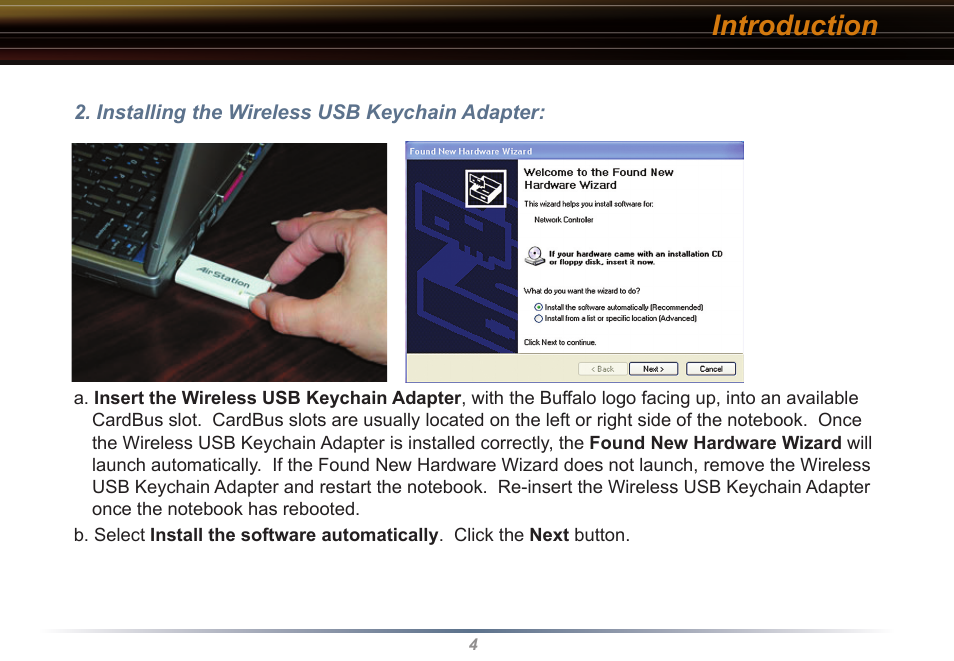 Introduction | Buffalo Technology Buffalo AirStation WLI-USB-KB11 User Manual | Page 4 / 45