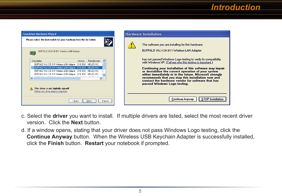 Introduction | Buffalo Technology Buffalo AirStation WLI-USB-KB11 User Manual | Page 5 / 45