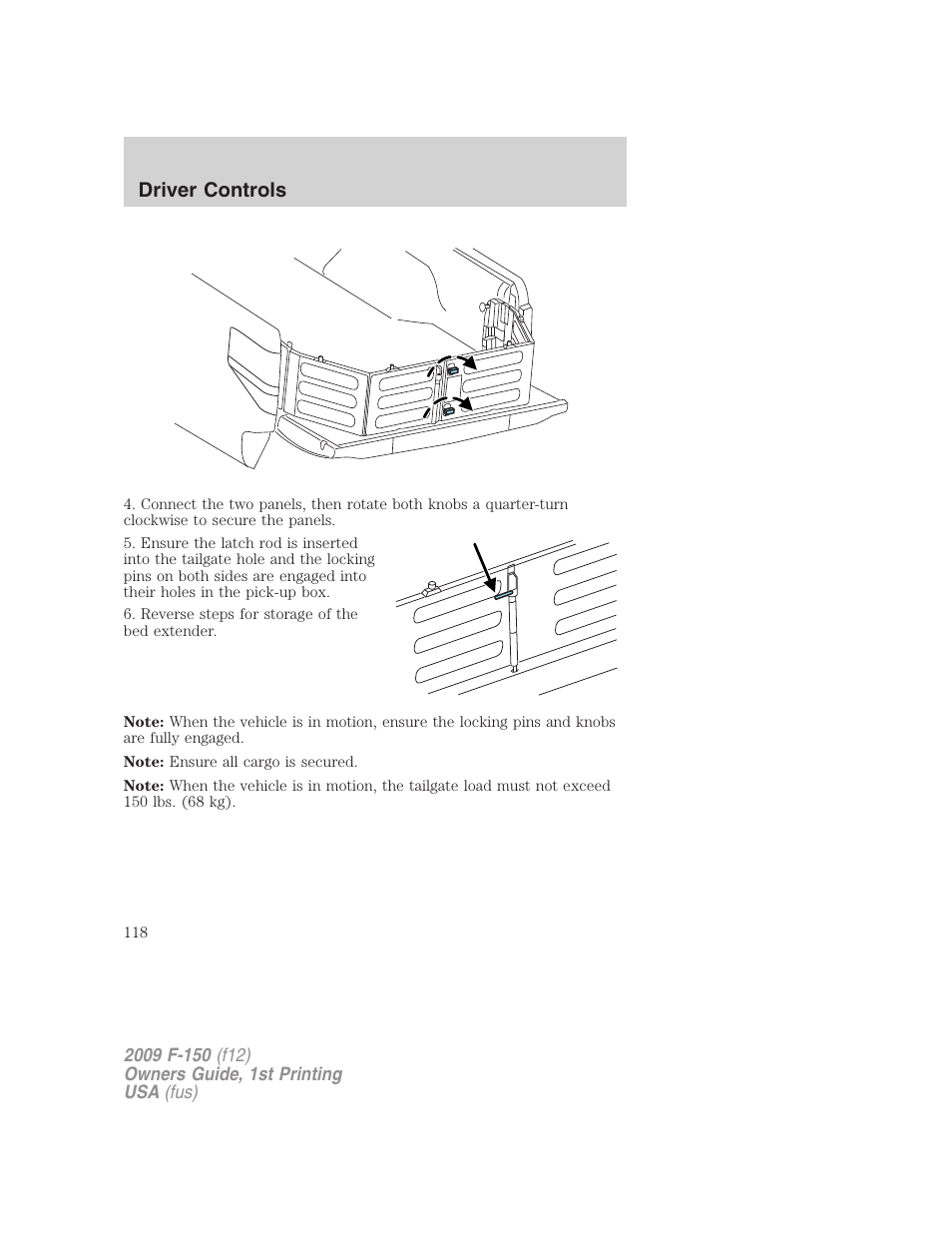 Driver controls | FORD 2009 F-150 v.1 User Manual | Page 118 / 405