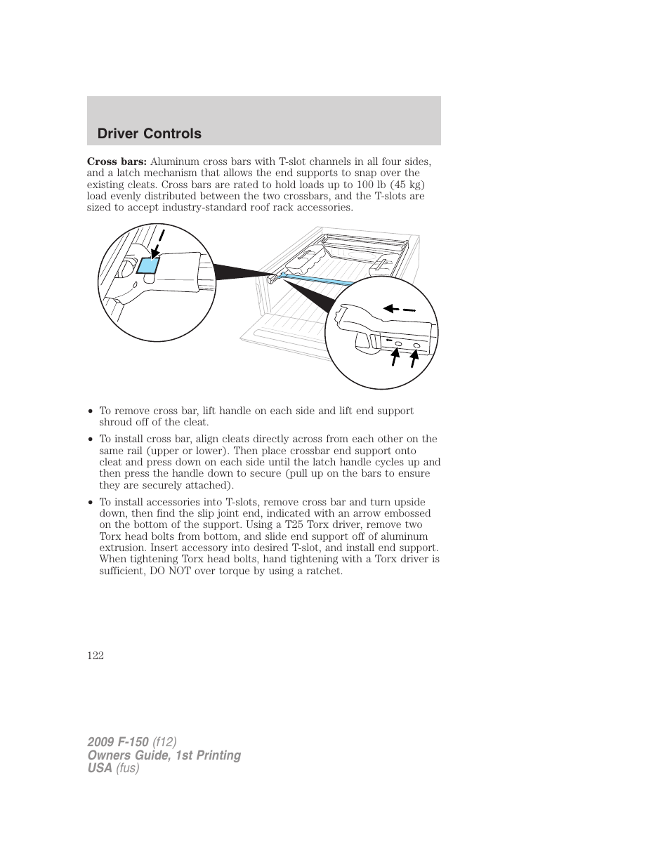 Driver controls | FORD 2009 F-150 v.1 User Manual | Page 122 / 405