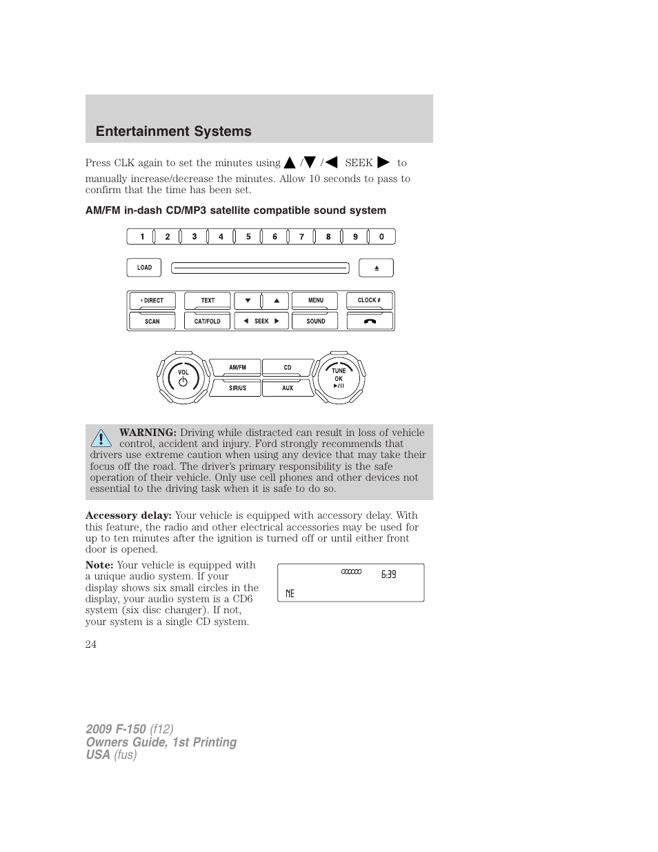 Am/fm stereo with cd/mp3, Entertainment systems | FORD 2009 F-150 v.1 User Manual | Page 24 / 405