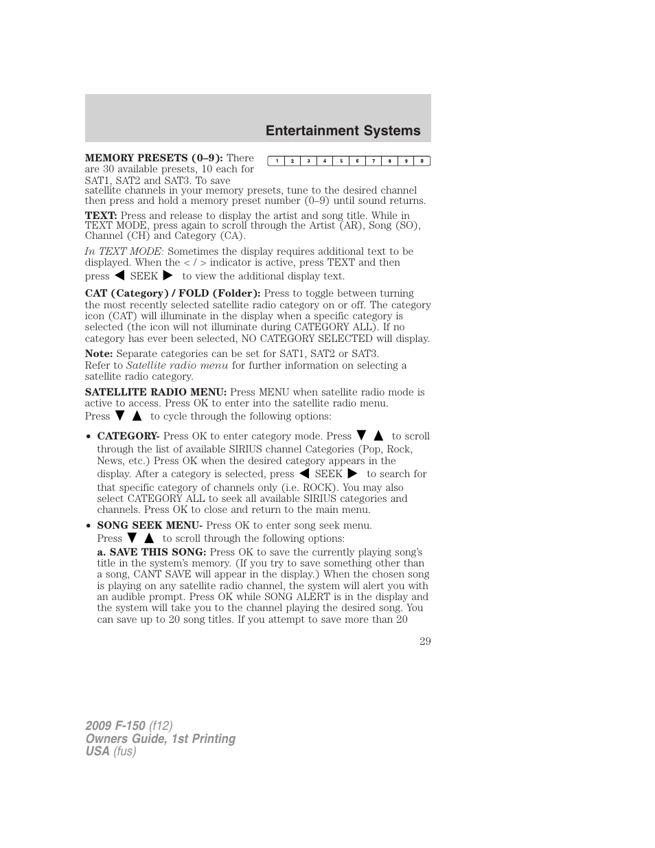 Entertainment systems | FORD 2009 F-150 v.1 User Manual | Page 29 / 405