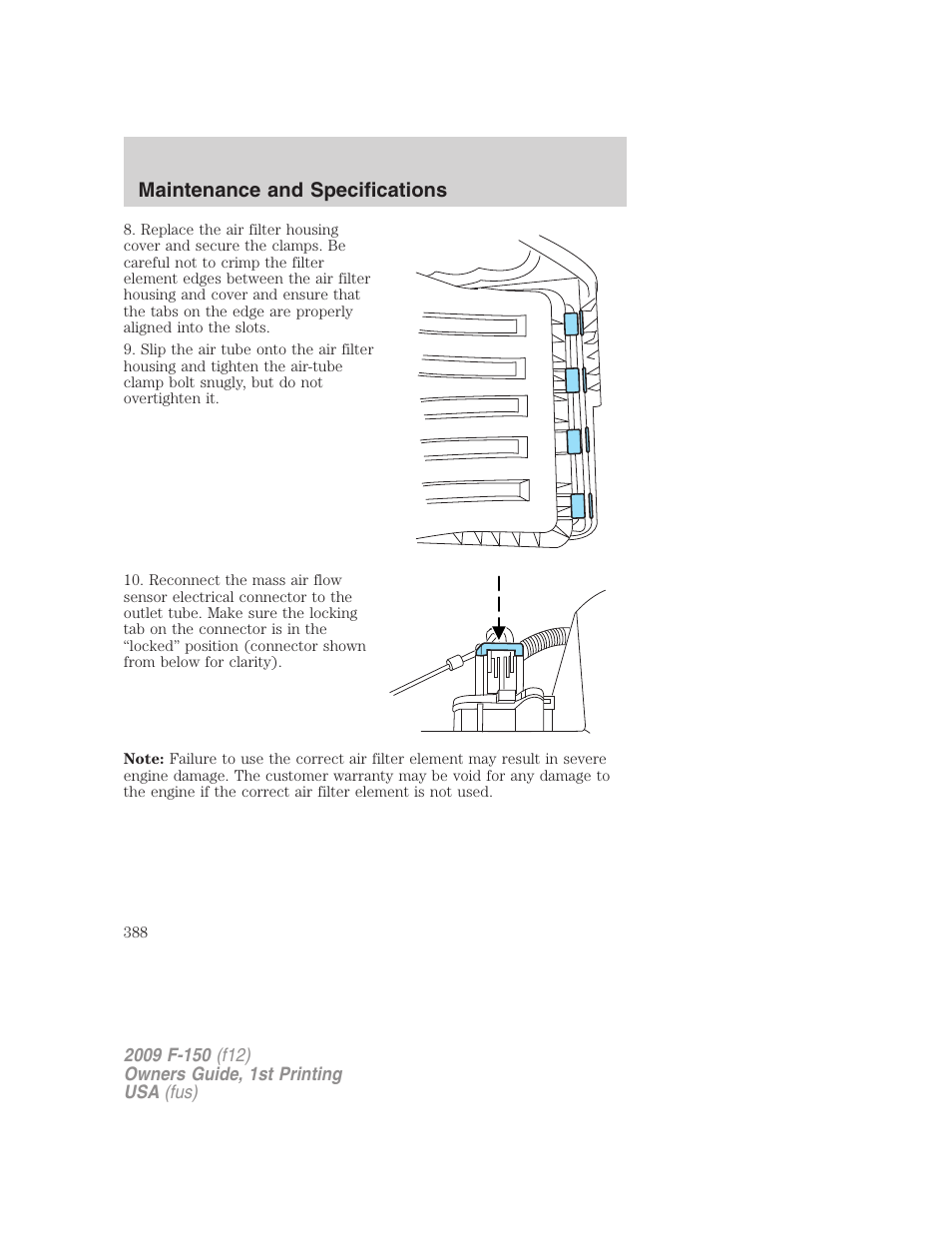 Maintenance and specifications | FORD 2009 F-150 v.1 User Manual | Page 388 / 405