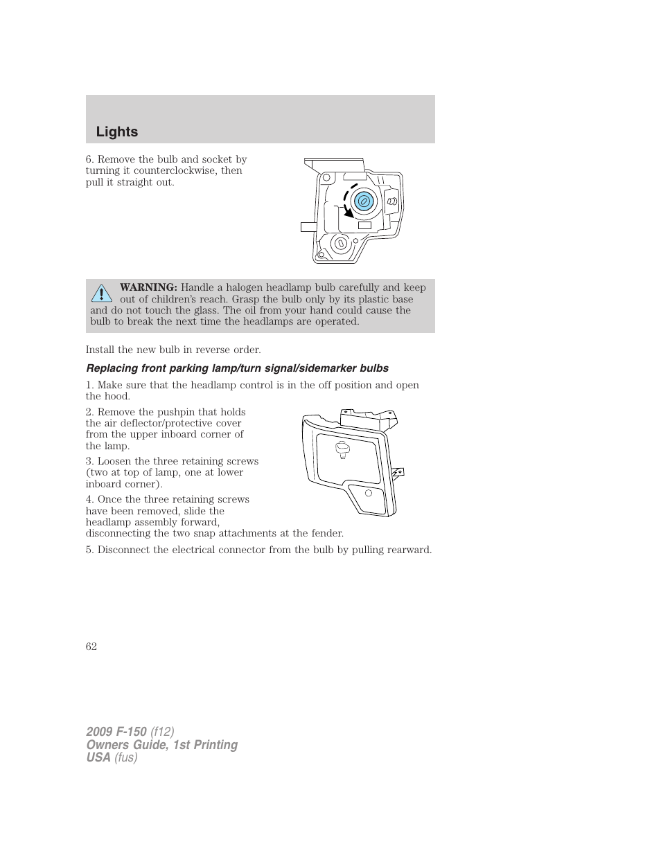 Lights | FORD 2009 F-150 v.1 User Manual | Page 62 / 405