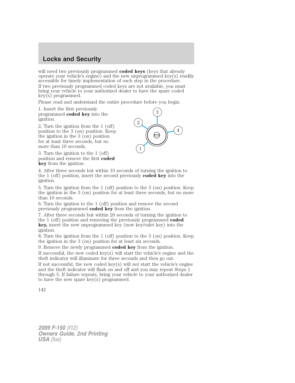 Locks and security | FORD 2009 F-150 v.2 User Manual | Page 142 / 409
