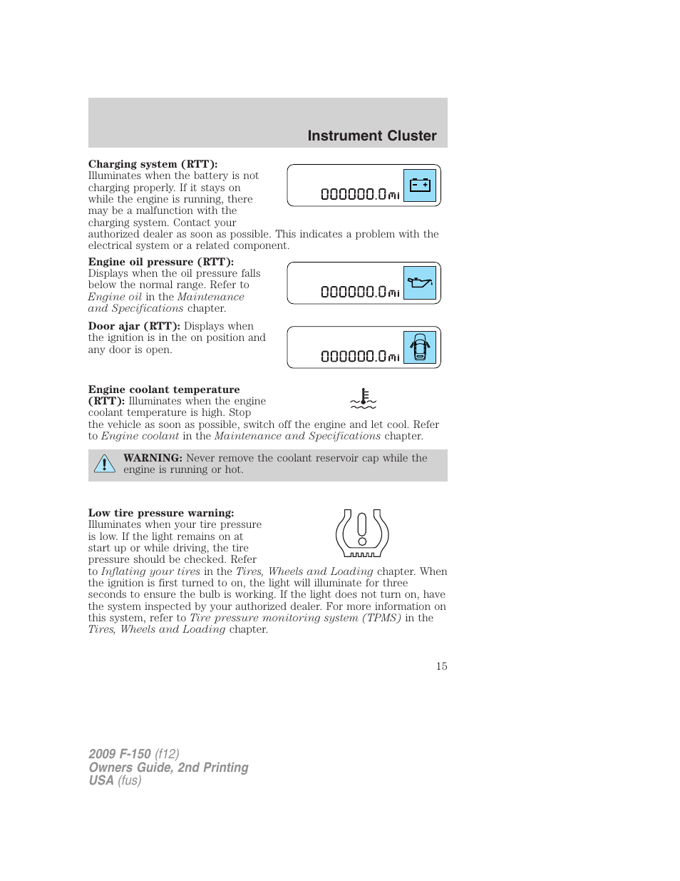 Instrument cluster | FORD 2009 F-150 v.2 User Manual | Page 15 / 409