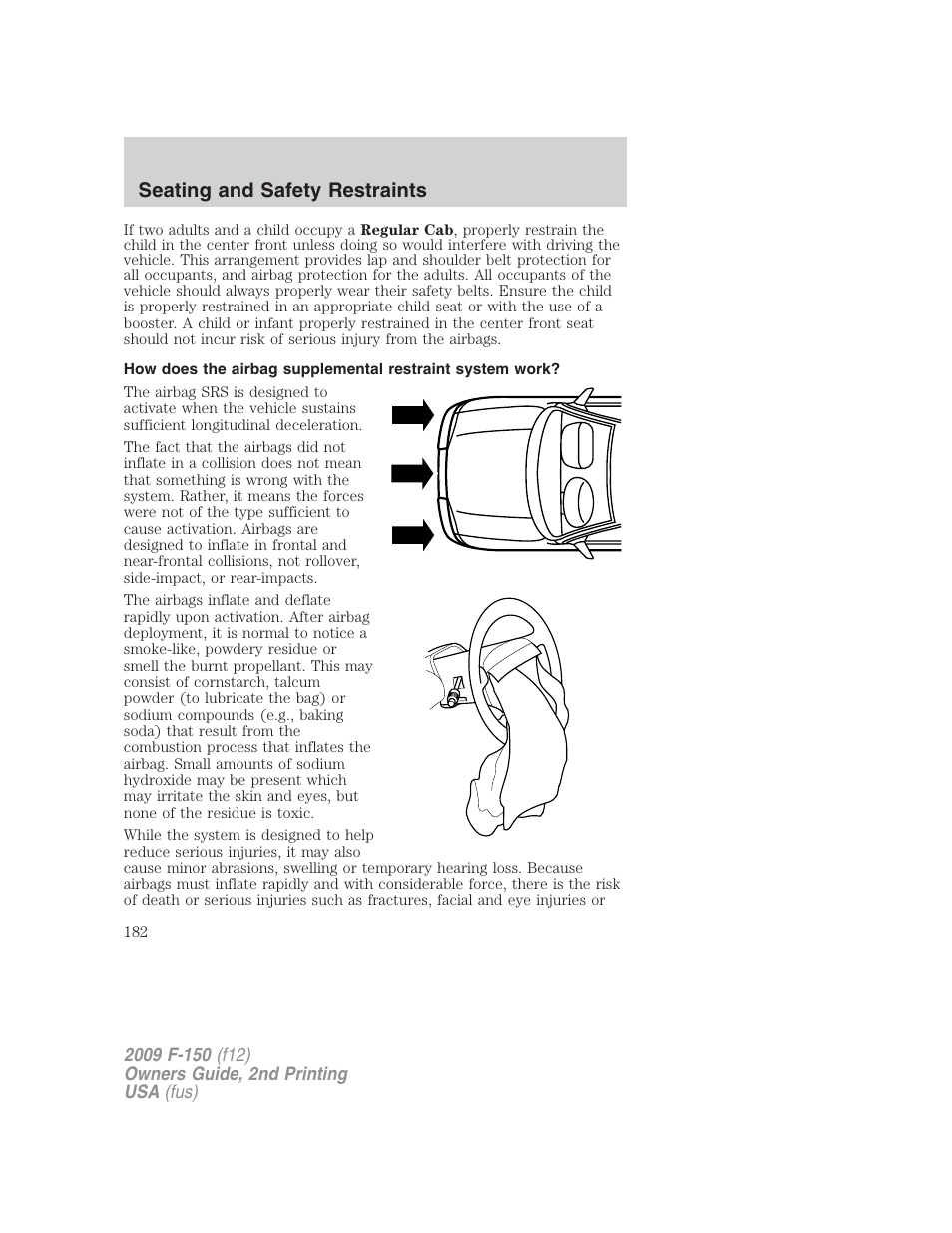 Seating and safety restraints | FORD 2009 F-150 v.2 User Manual | Page 182 / 409